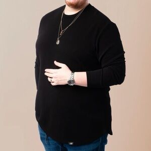 ONE BONE L/S BULLET TEE Michael Wrinkle-Free Waffle T-Shirt Top Black Mens 3 4XL